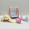Wooden Horse Doll House Amusement Park Pretend Play Miniature Slide Swing  Model Decoration