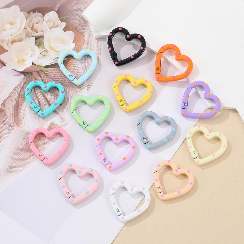 4 Pieces Of Colorful Love Spring Keychain Keyring Heart-Shaped Heart-Shaped Spring Ring Diy Jewelry Accessories