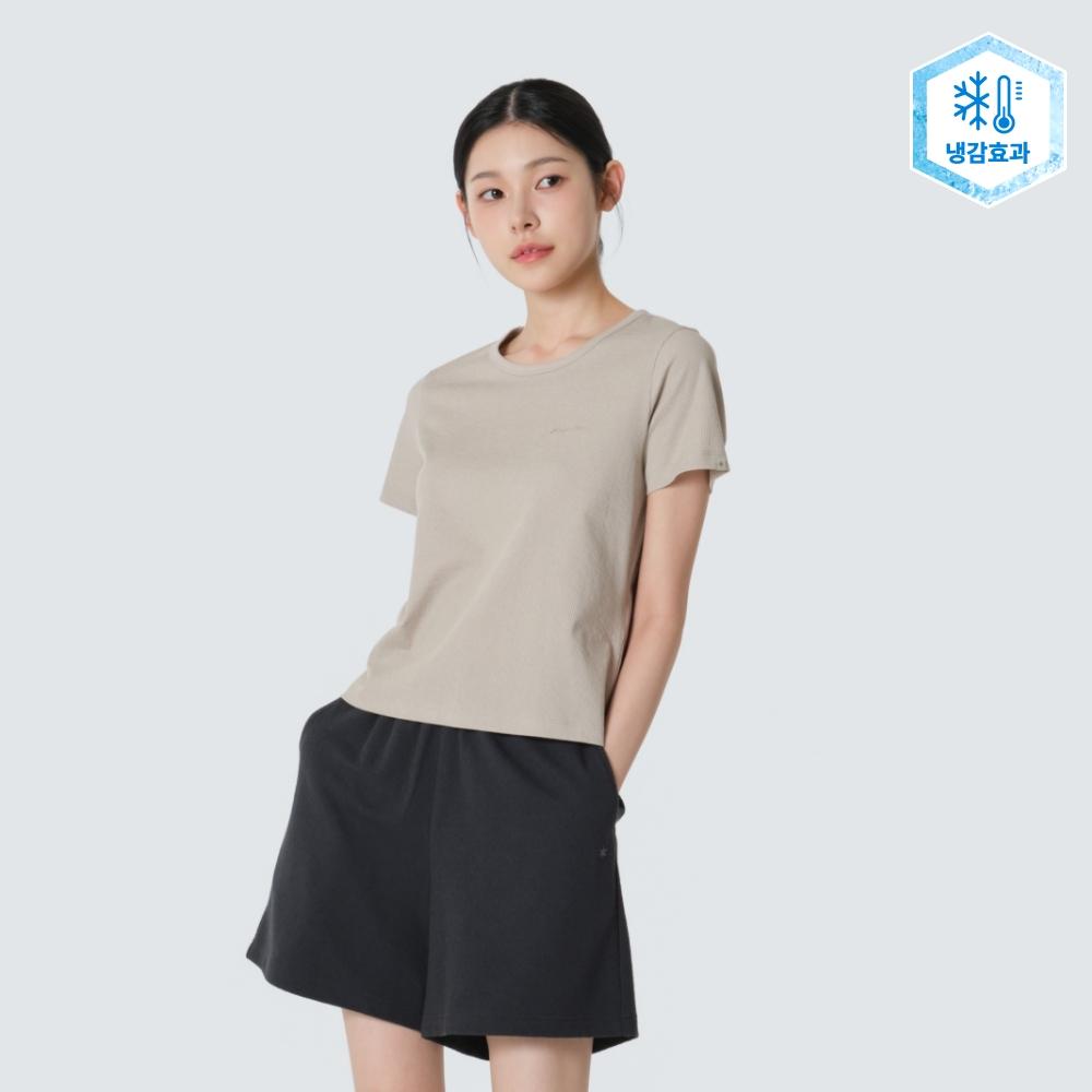 SNOWPEAK Ribbed Women's Short Sleeve T-shirt Sand Beige (S26MWFTS39)