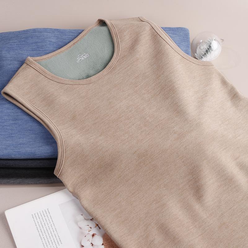 Men's Slim-Fit Fleece-Lined Vest: Warm, German Velvet Base, Sleeveless, Ideal for Autumn/Winter.