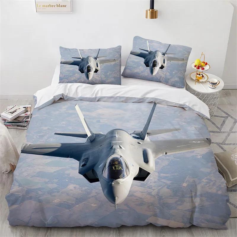 Airplane Duvet Cover King Queen Full Microfiber Flying Plane Bedding Set Aircraft Sky Print Comforter Cover For Kids Boys Girls
