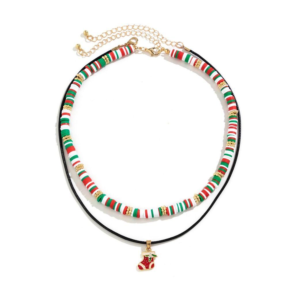 2/3/4pcs/set Cartoon Rice Beaded Chain Christmas Tree Cartoon Pendant Choker  Decoration