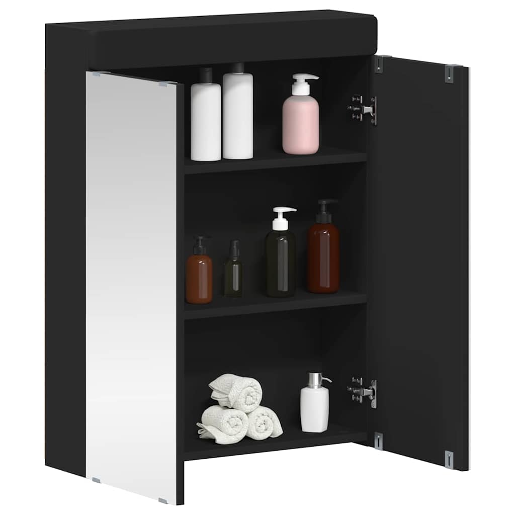Bathroom Mirror Cabinet TULUM Black 60 X 16.5 X 78 Cm