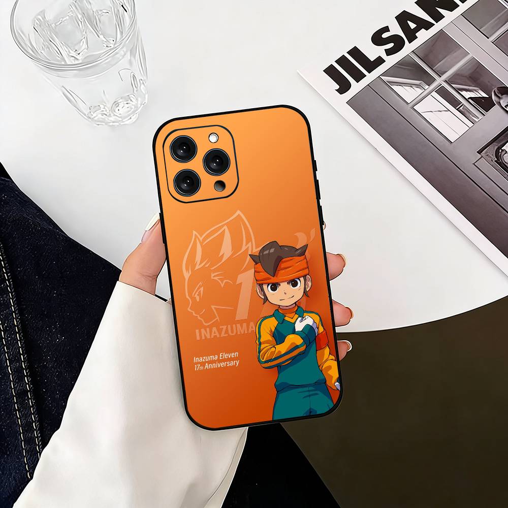Inazuma Anime E-Eleven Handyhülle Für iPhone 17,16,15,14,13,12,11 Plus,Pro Max,XS,Weiche Silikon Schwarze Hülle