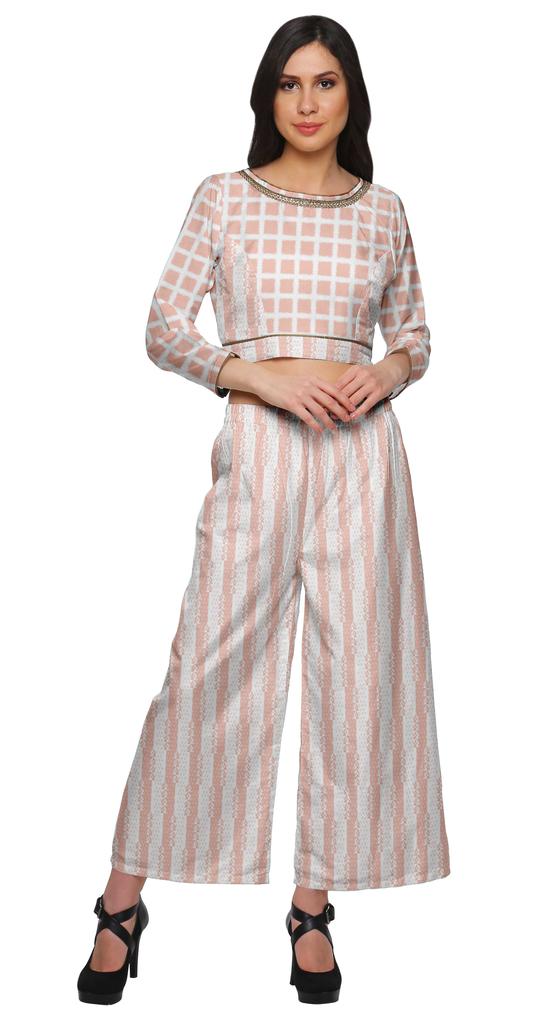 Moomaya Womena    S Crop Top Palazzo Set Printed 2 Piece Outfit Dress Ethnic