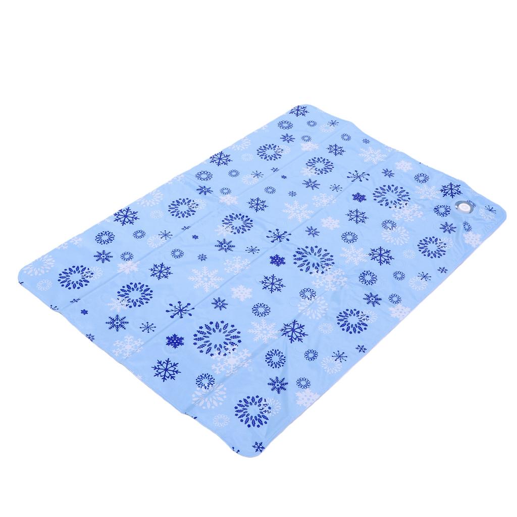 Pet Cooling Pad Reusable Water Filled Summer Heat Dissipation Mat for Dogs Cats 60x90cm Sky Blue Snowflake Pattern