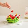Ceramic Watermelon Snacks Platter Includes 6 Stainless Steel Fruit Forks Tableware For Family Gatherings Barbecues