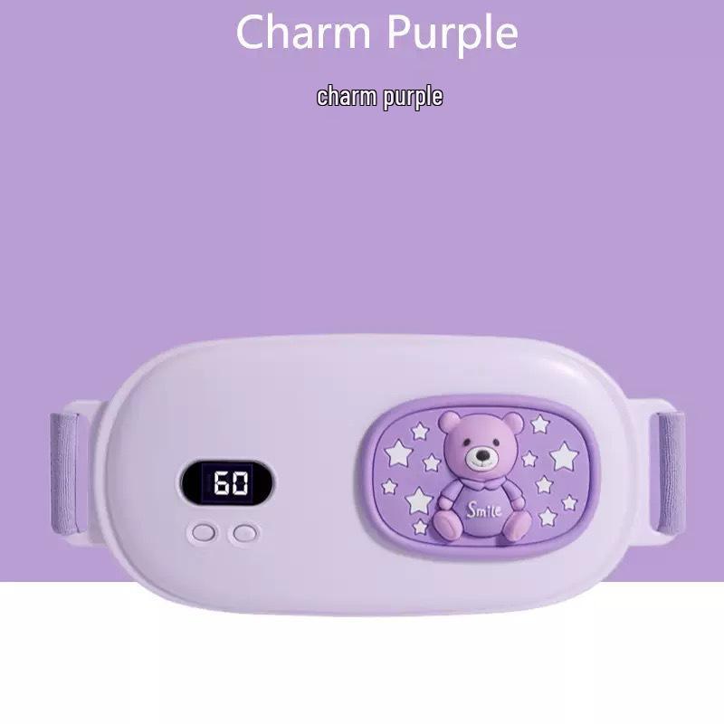 Перезаряжаемый пояс с подогревом и вибрационным массажем для облегчения менструальных болей при дисменорее - Согревающий пояс для матки и поясницы 3000mAh Battery фиолетовый