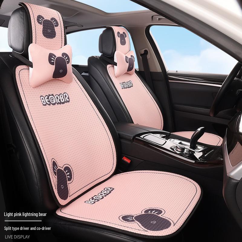 Universal Cartoon Linen Car Seat Cushion - Warm, Stylish, Four Seasons Comfort