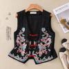 2026 Spring/Summer Retro Ethnic V-neck Embroidered Cotton Linen Sleeveless Vest for Women