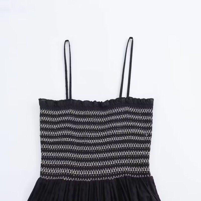 Fashion Wind 2024 Autumn New Women's Clothing Stylish Embroidered Mesh Sling Pants Dress 5770023