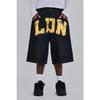 DRIPX Jorts de Mezclilla con Estampado de Letras Vintage para Mujer Negro Gótico Y2k Holgados Jorts de Mezclilla Retro Hip Hop Grunge Pierna Ancha Pantalones Cortos de Mezclilla Streetwear
