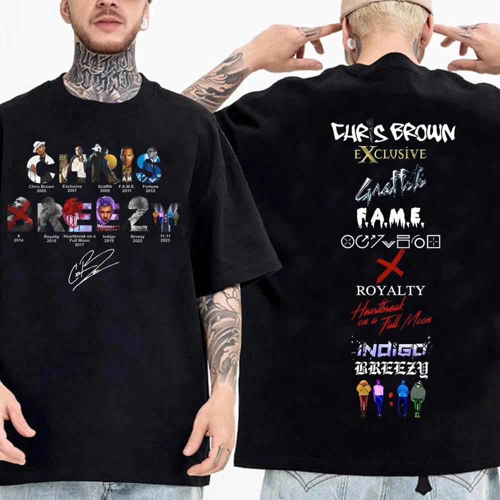 Chris Brown Breezy Bowl XX Tour 2025 Tričko Pánské Dámské Hip Hopová Móda Popová Hudba Trička Ležérní Bavlna Vintage Trička