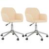 Dining Room Chairs 2 Pcs Swivel Cream Fabric