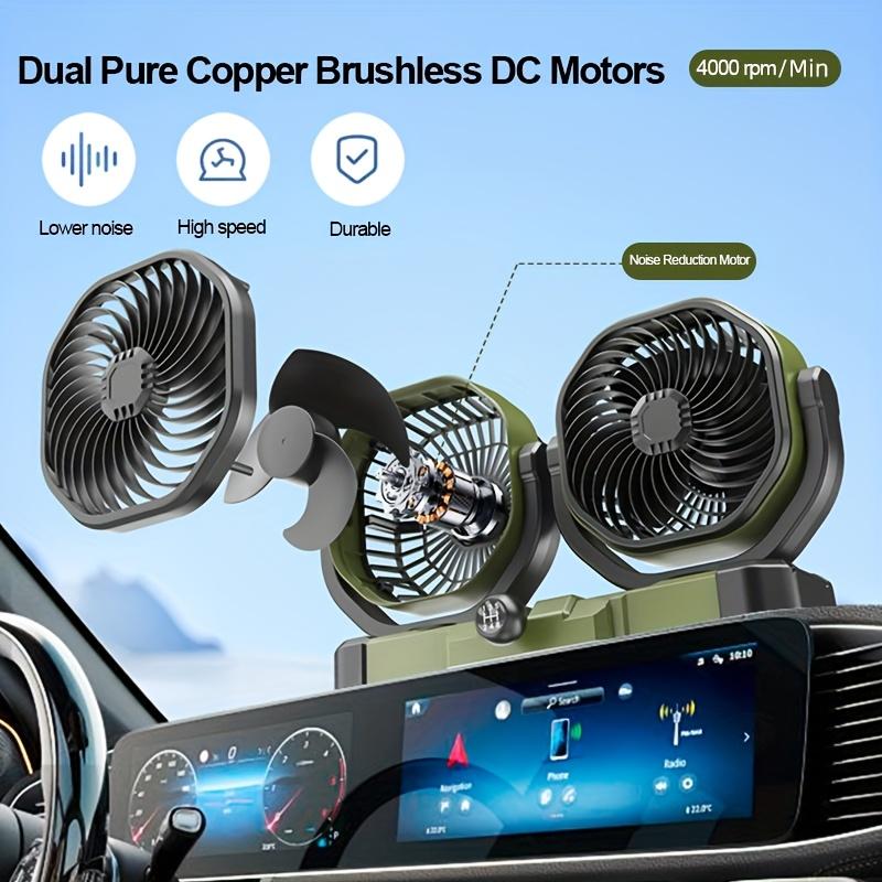 Car Mounted Fan, Small Car Air Conditioner, Dual Head Hanging Wind Fan, Brushless Motor High Power, Double Pure Copper Brushless DC Motor,