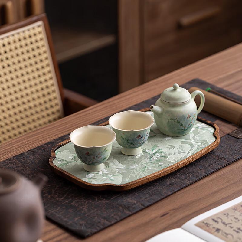 Walnut Wood Mini Dry Bubble Tea Tray Long Teapot Holder Dry Bubble Tray