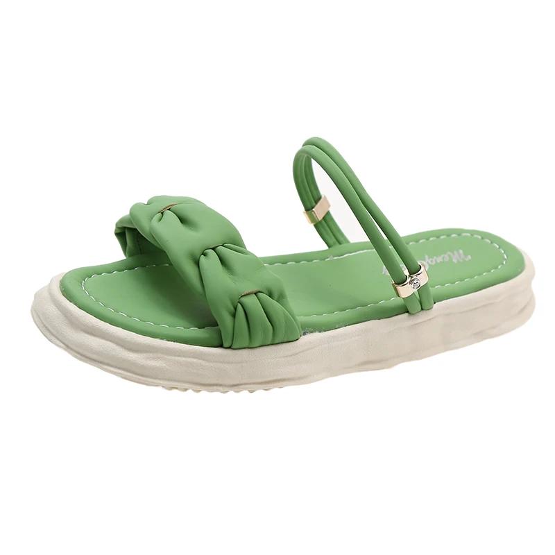 

Новые летние модные удобные сандалии с круглым носком, легкие элегантные женские тапочки на плоской подошве, НЕТ:168 40