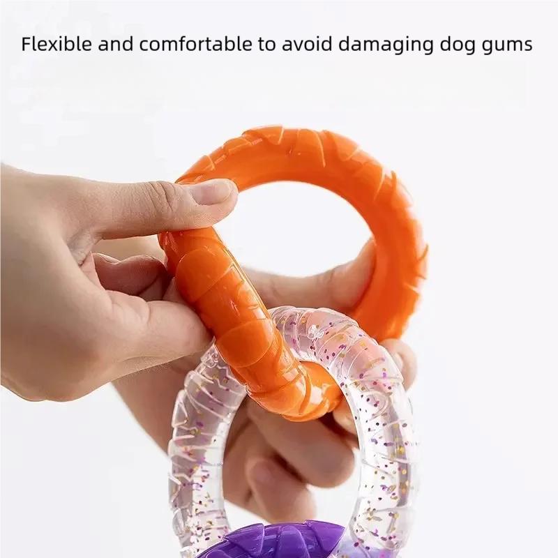 TPR Pull Ring Chew Pet Toy Bite Resistant Durable Molar Teeth Cleaning Easy Clean Interactive Toy For Small Medium Large Dogs
