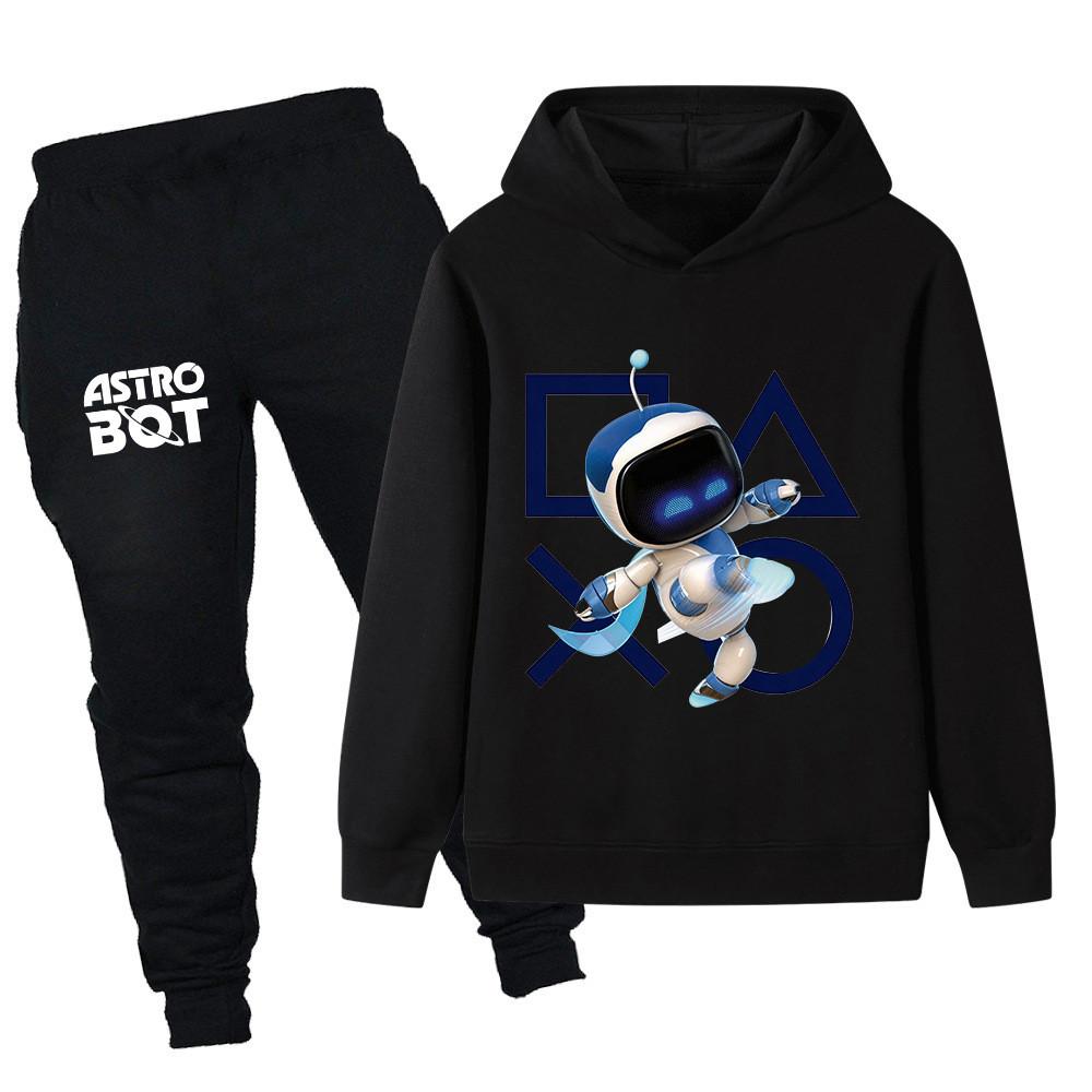 PB1338 2pcs/set Kids Boys Girls Astro Bot Printed Long Sleeves Hoodie Trousers Clothes Sets