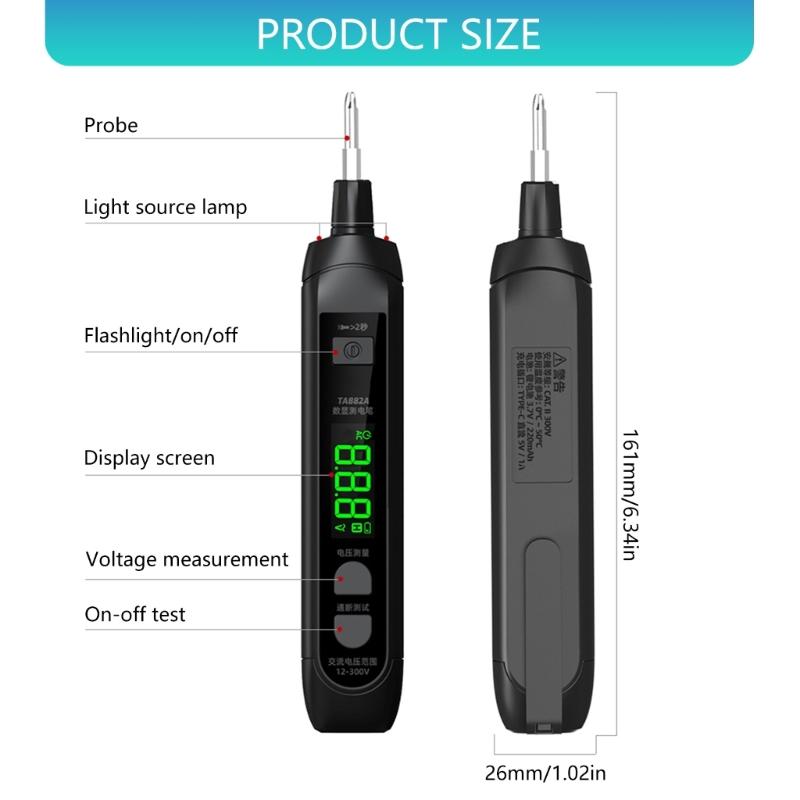 Digital Voltages Detectors Pen Rechargeable USB Breakpoint Locators Voltages Measurement Tool For Electrical Circuit Testing