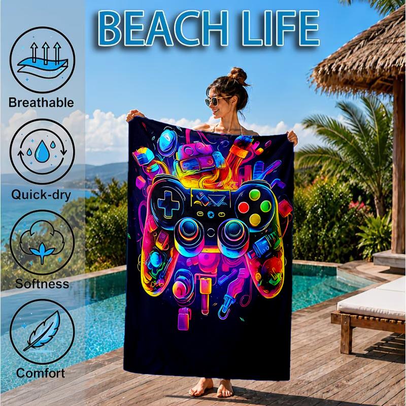 Electric Gaming control Beach Towel, Microfiber Beach Towel, Perfect For Pool, Beach, Travel, Home Decor Beach Party Fan gifts