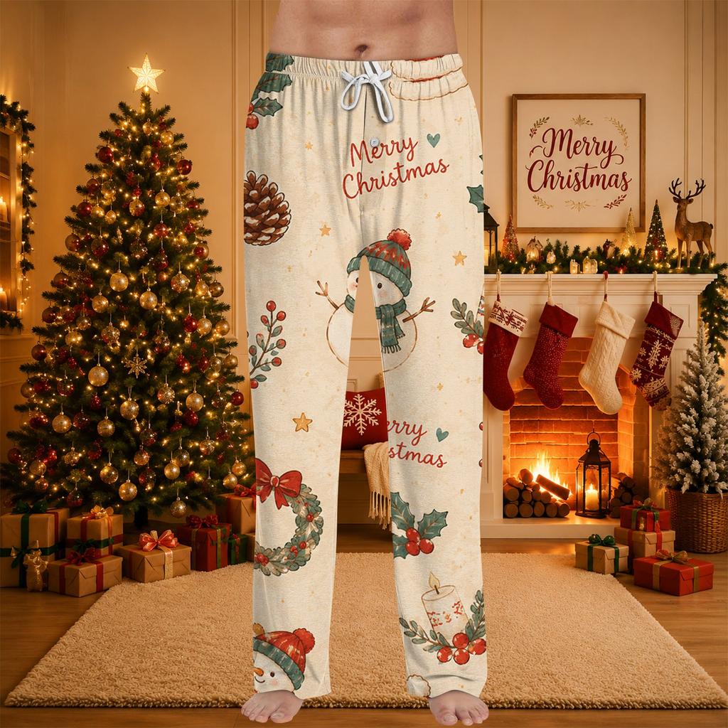 Men's Christmas Printed Pajama Pants for Casual Sleep