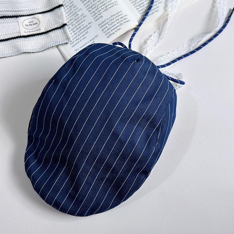 

Кружевная лента, бант, полосатая кепка с козырьком, женская, весенне-осенняя, ретро, литературная, на все случаи жизни, маленькая шляпа-берет, тренд M（56-58cm）