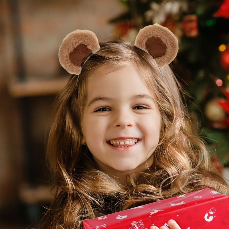 Lovely Bear Ears Headpiece Lightweight Cloth Fabric Hair Decoration Hair Ornament For Sensitive Skin Adults