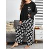 European and American large-size pajamas for women's autumn and winter 50kg fat mm loose long-sleeved trousers loungewear two-piece set