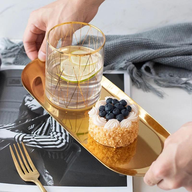 Gold Silver Stainless Steel Food Cosmetic Jewelry Storage Trays Nail Art Equipment Plate Dish Storage Trays Kitchen Accessories