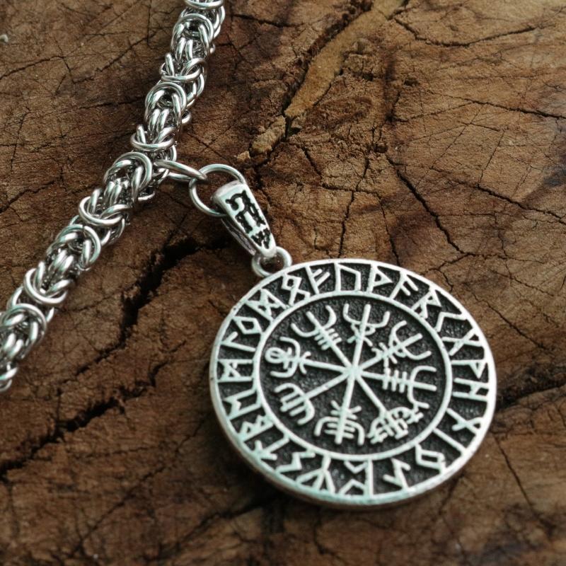 ODIN'S Vegvisir Symbol of Norse Runic Pendant Men Necklace Viking Runes Vegvisir Compass Soul Jewelry