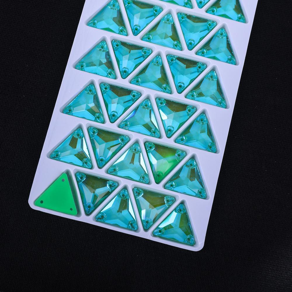 Neon Fluorescent Triangle Hand-Sewn Drill, Glass Rhinestone Flat Buckle Diy Accessories Clothing Wedding Materials Accessories