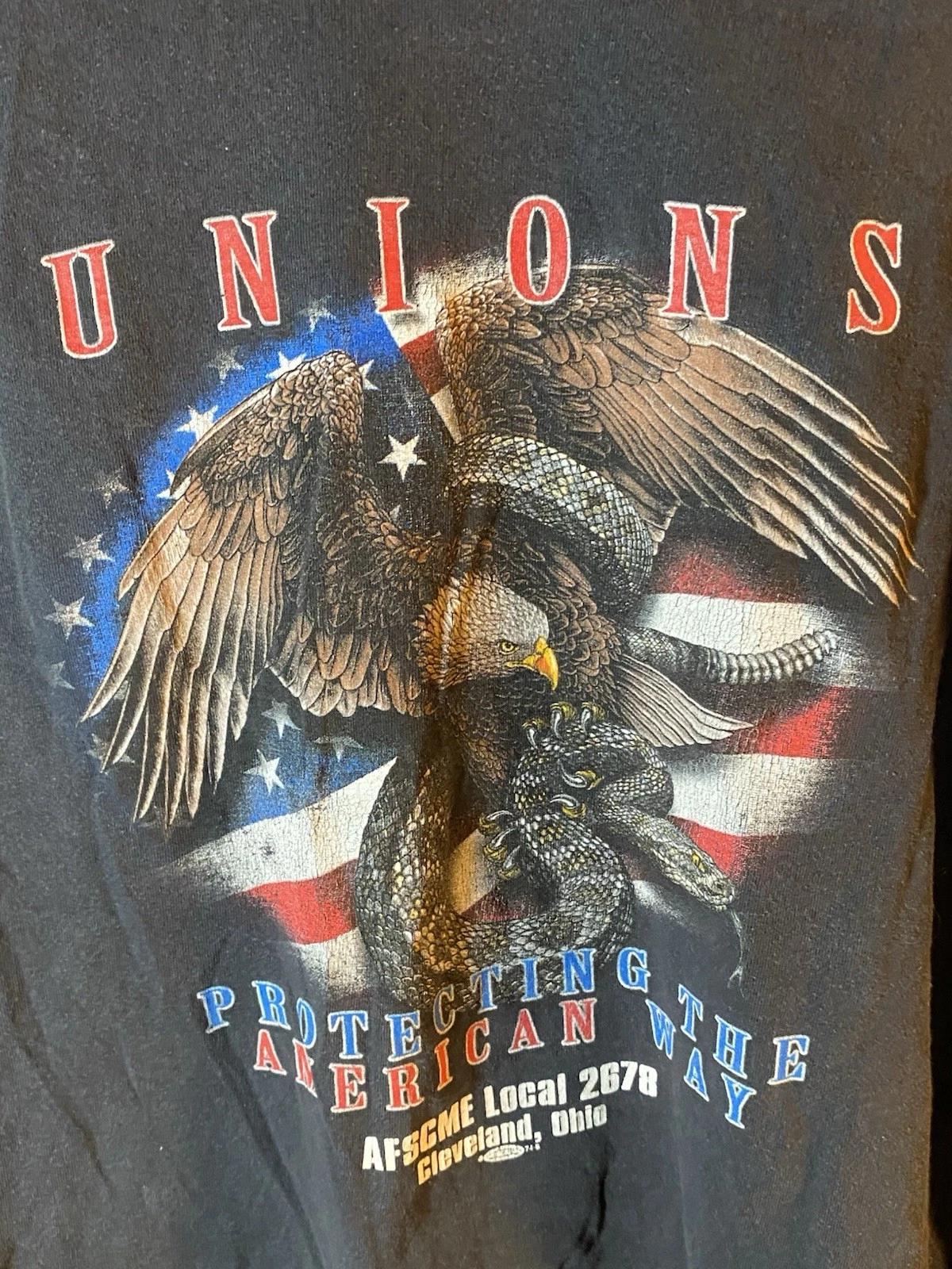 

Vintage 90s AFSCME Union T-Shirt XL - Local 2678 Cleveland Ohio - Eagle vs Snake 4XL