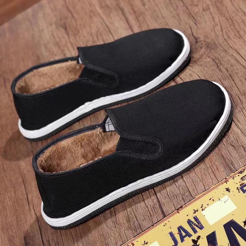 Winter Cotton Old Beijing Cloth Shoes Lasagna Soles Black Cloth Shoes Rubber Soles Imitation Tires Men's Cotton Cloth Shoes Worker Shoes Cotton Shoes