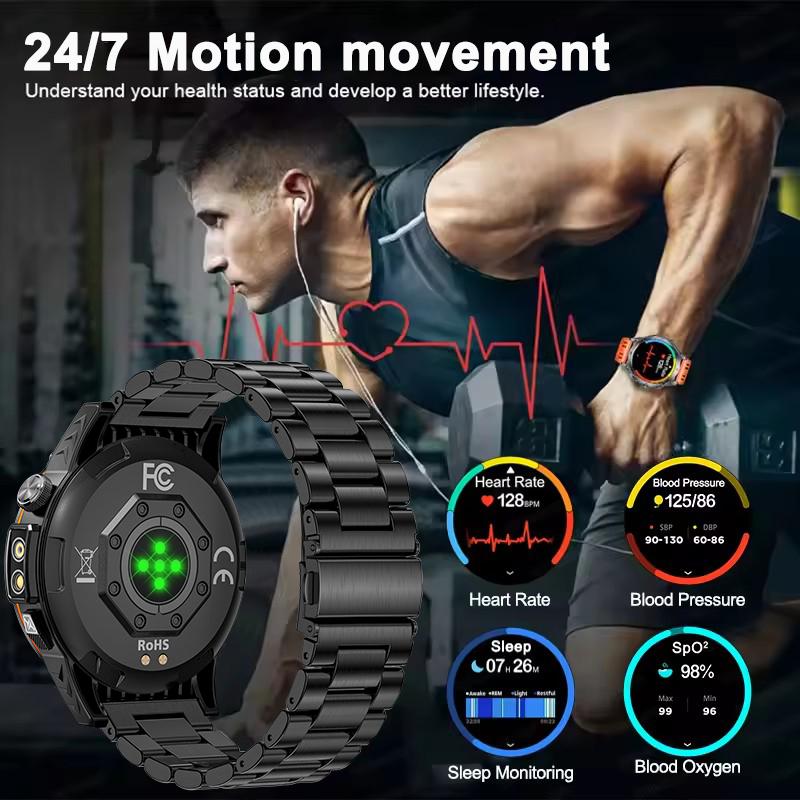 New Military GPS Smart Watches Men 3ATM Waterproof 24/7 Health 100+ Sport Modes Built-in NFC BT Call Smartwatch