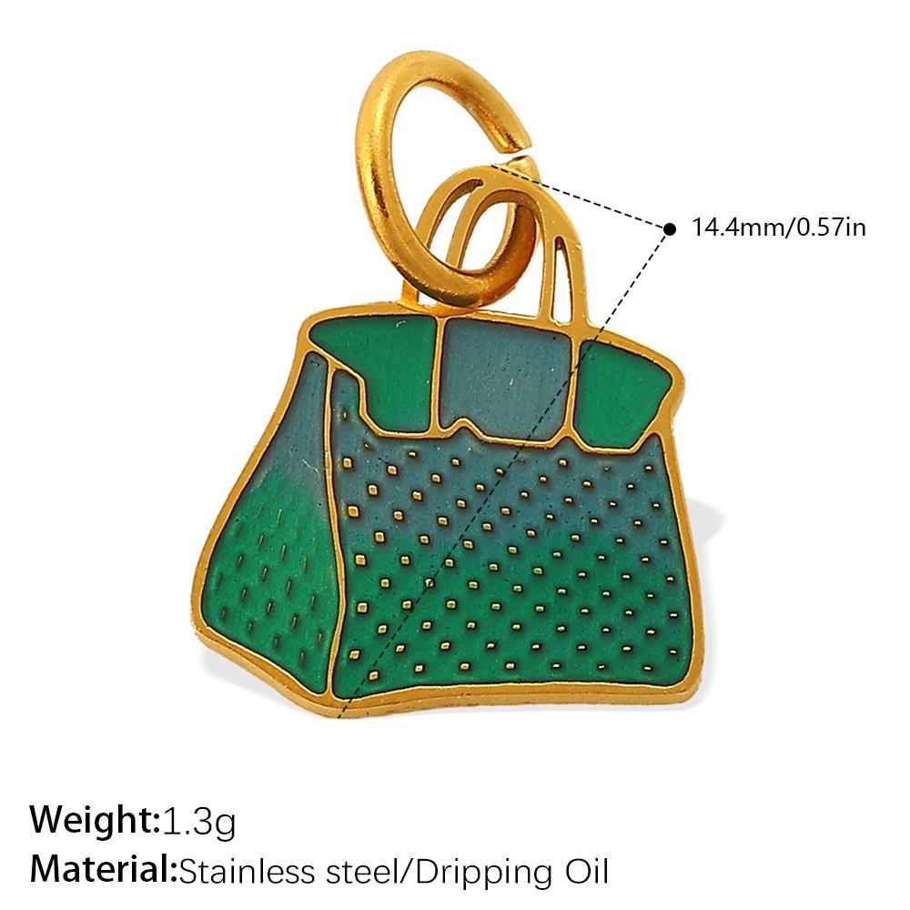 European and American Versatile Creative Color Bag Pendant, Stainless Steel Dripping Oil DIY Bracelet Necklace Accessories