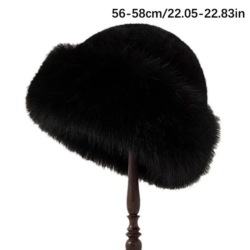 Fluffy Fur Bucket Hat For Women Plush Fisherman Hat Warm Women'S Winter Hat Thicken Cold Snowy Day Panama Cap Chrismas Gifts