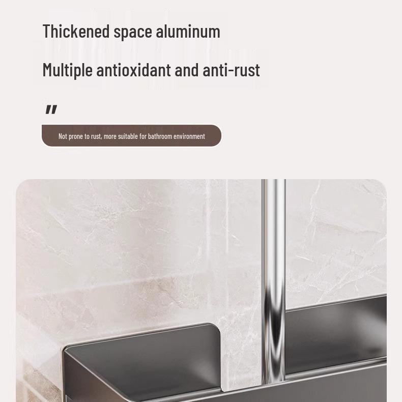 Universal No-Drill Shower Head Holder & Shelf for Bathroom Rods