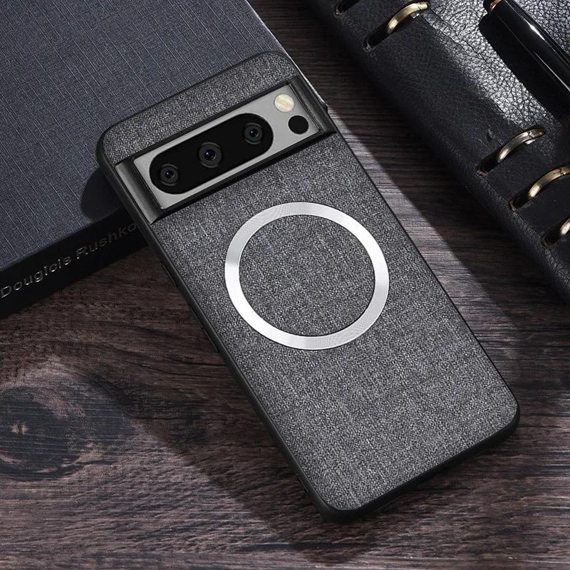 

для тканинного чохла Magsafe для Google Pixel 9 8 7 6 Pro XL 7A 8A 6A магнітна бездротова зарядка тонкий чохол для Pixel 9Pro 8Pro For Pixel 6 Pro сірий