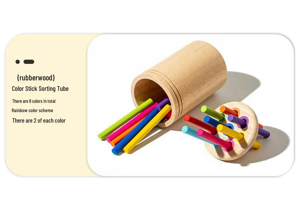 Solid Wood Sorting Bin: Color & Shape Recognition Toy for Ages 3-6