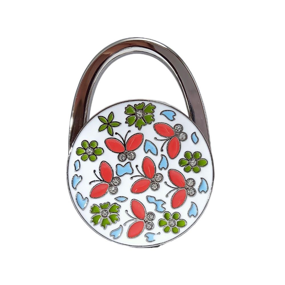 Gancho Redondo Duradero para Bolso para Mujeres Flores Plegable Soporte para Cartera Portátil Bonito Colgador de Bolsos para Mesa