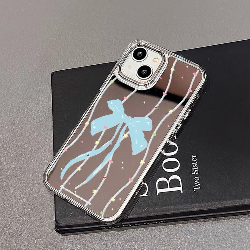 Applicable iPhone17 Pro Curve Blue Bow Phone Case 13 Niche 14/15 Apple 16 Premium Sense