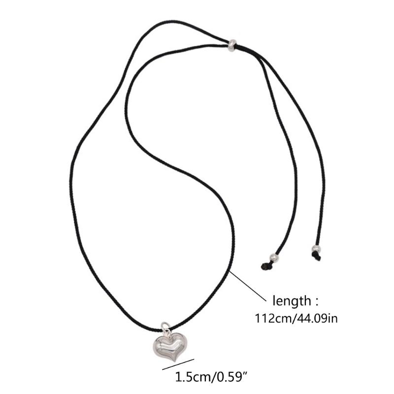 Fashion Trend Niche Sense Love Pendant Collarbone Chain Temperament Simple Cold Wind Adjustable Black Rope Necklace
