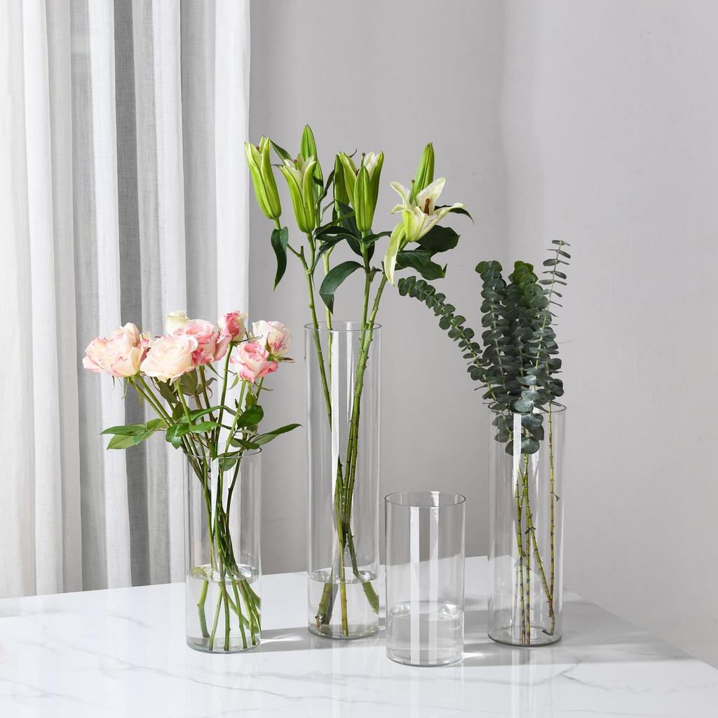 Guluto Vase Unbreakable Transparent Flower Base Acrylic Stylish Elegant Large Interior Flower Vase Hydroponics Ikebana Artificial Flowers Suitable for