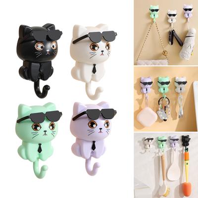 2 Stück Robuster Wandhaken aus ABS in Katzenkopfform, tragbares Zubehör zum Aufhängen von Kleidung und Hüten, Dekoration für Haus und Garten