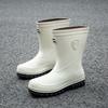 Waterproof Shoes Men's Rain Shoes Fashion Medium Tube Thickened Warm Rubber Shoes Work Non-slip Fishing Kitchen Rain Boots