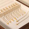 18k Gold Plated Chain Earring Dainty Star Moon Strip Drop Dangle  Stainless Steel Long Threader Earring For Women