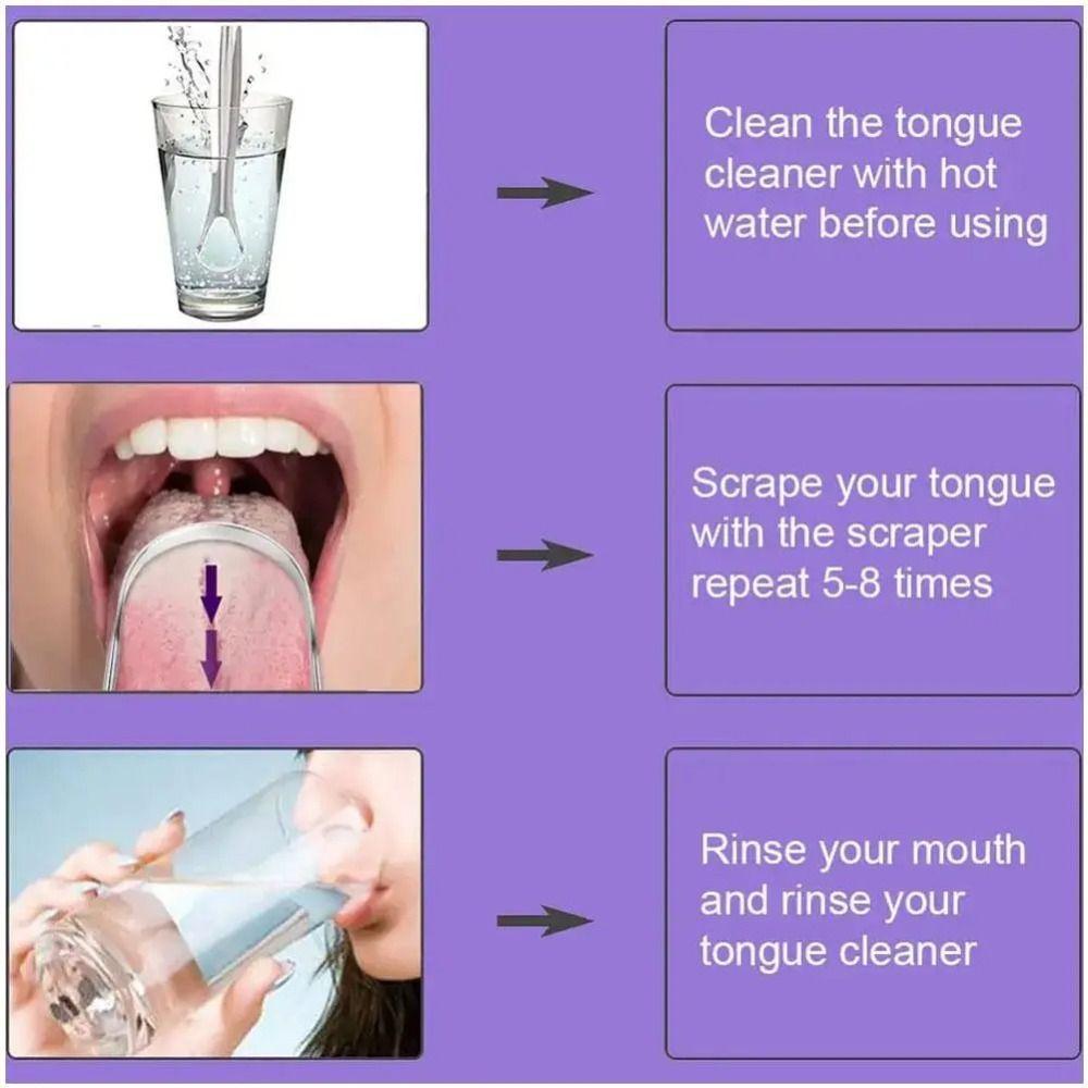 Removing Bad Breath Tongue Scraper Silver Tongue Scraping Brush Oral Cleaner Tools  Oral Care