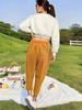 Single-layer Corduroy Harem Pants for Spring and Summer, Solid-coloured Literary and Retro Women's Loose-fitting Pocket Casual Trousers