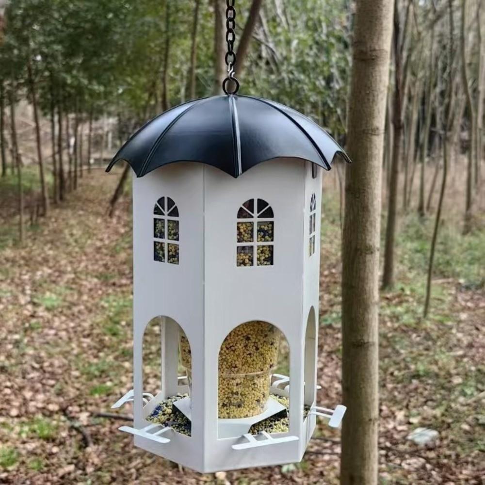 Hollow Castle Bird Feeder Squirrel Proof Bird Feeding Station Bird Food Container  Balcony